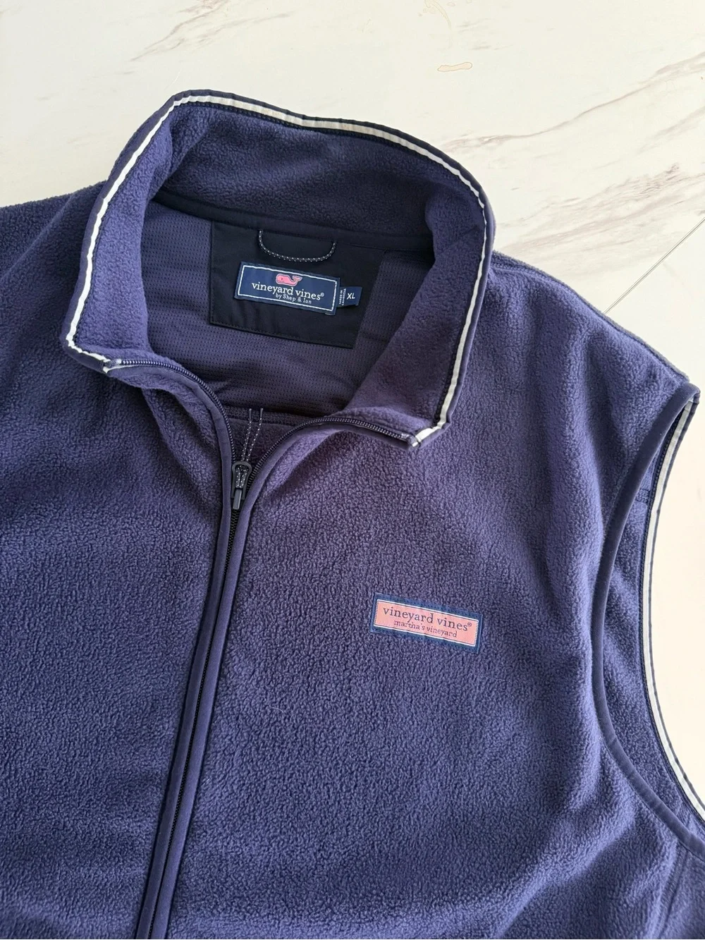 Vineyard Vines Fleece Vest Mens XL Navy Blue Full Zip Pockets Outdoor Warm
